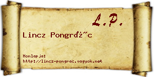 Lincz Pongrác névjegykártya